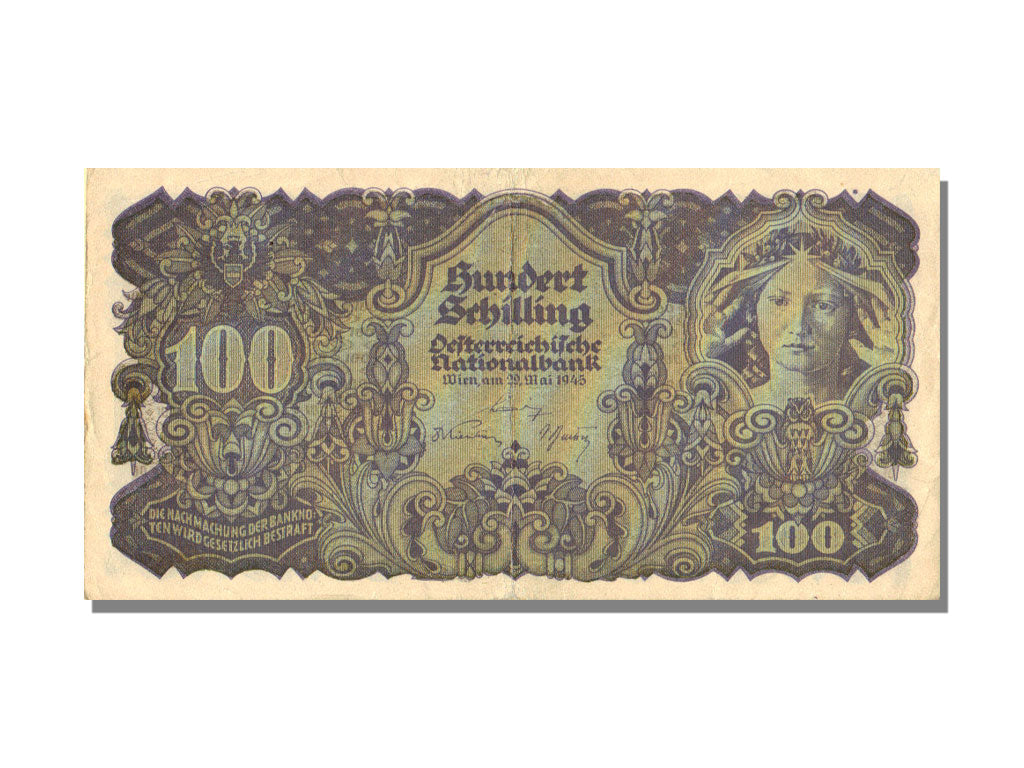 Austria, 100 Schilling, 1945, KM #118, 1945-05-29, AU(50-53), 93680