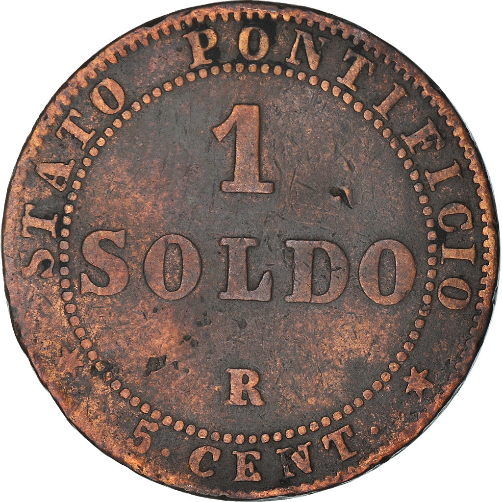 Coin, ITALIAN STATES, PAPAL STATES, Pius IX, Soldo, 5 Centesimi, 1867, Roma