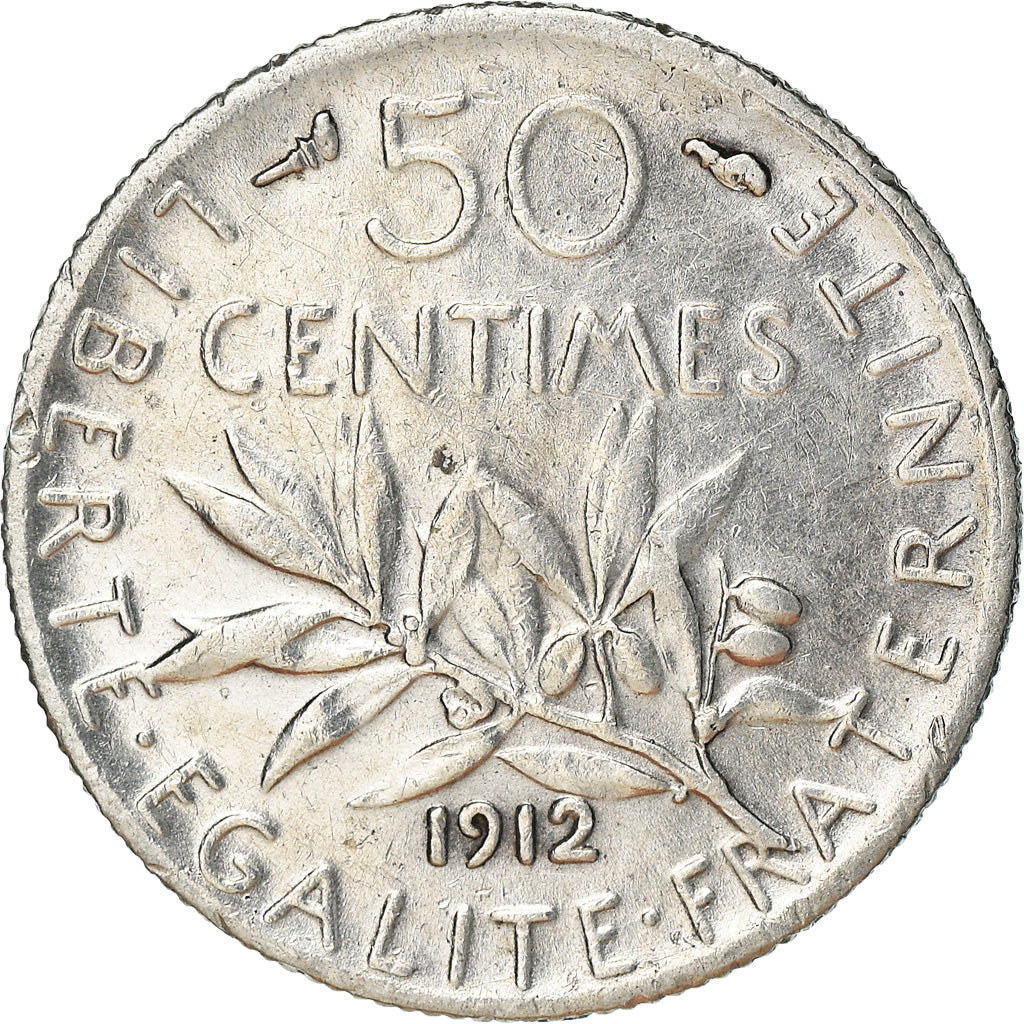 Coin, France, Semeuse, 50 Centimes, 1912, Paris, AU(50-53), Silver, KM:854