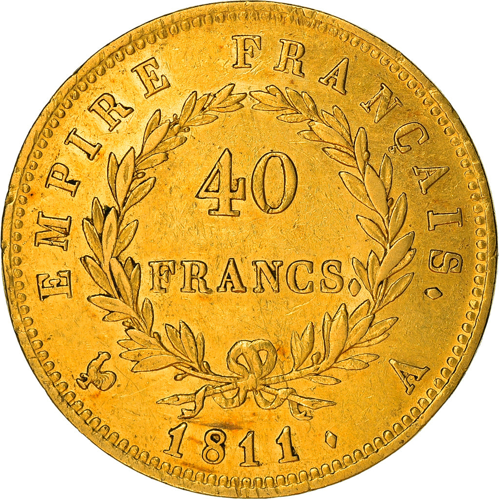Moeda, França, Napoléon I, 40 Francs, 1811, Paris, AU(50-53), Dourado