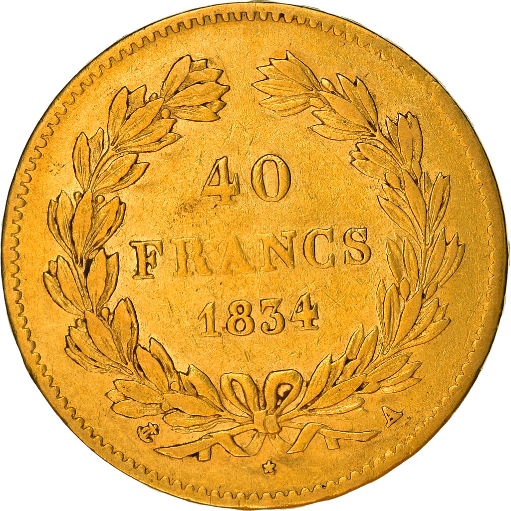 Monnaie, France, Louis-Philippe, 40 Francs, 1834, Paris, TTB, Or, Gadoury:1106