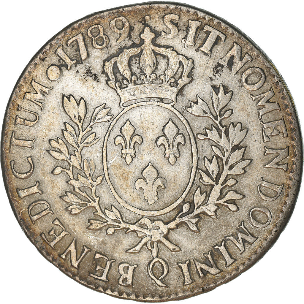 FRANCE, Écu aux branches d'olivier, ECU, 1789, Perpignan, KM #564.13, EF(40-45),