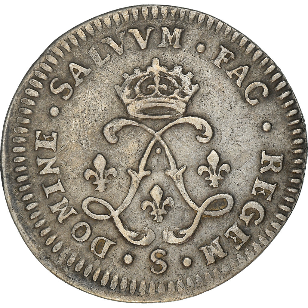 Moneda, Francia, Louis XIV, 4 Sols aux 2 L, 4 Sols 2 Deniers, 1691, Reims