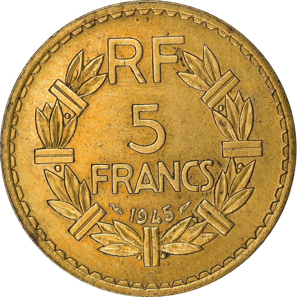 Moneta, Francja, Lavrillier, 5 Francs, 1945, EF(40-45), Aluminium-Brąz