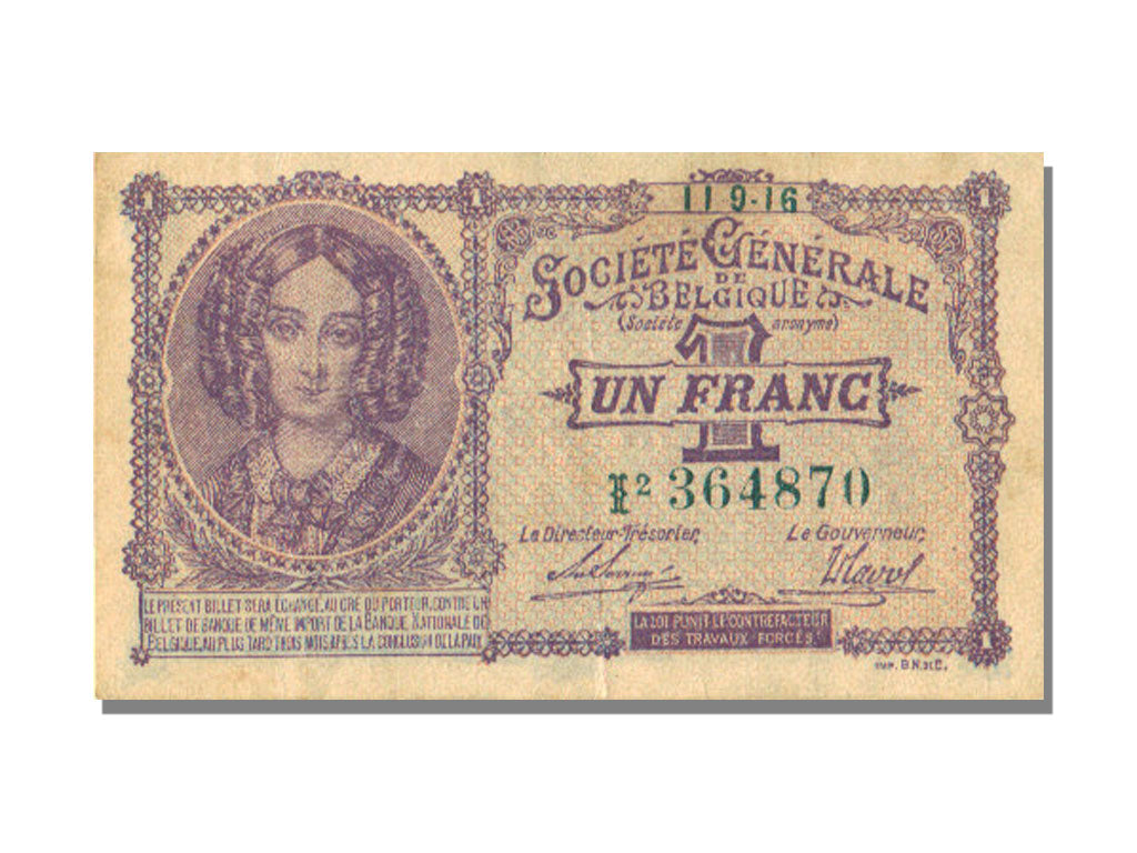 Belgium, 1 Franc, 1916, 1916-09-11, UNC(65-70)