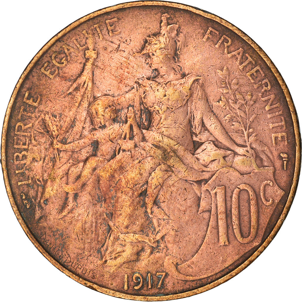 Coin, France, Dupuis, 10 Centimes, 1917, Paris, VF(20-25), Bronze, KM:843, Le
