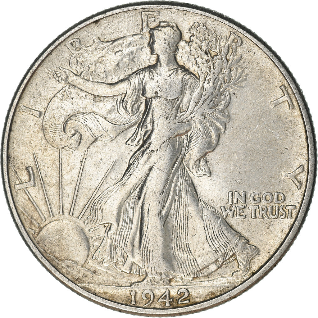 Coin, United States, Walking Liberty Half Dollar, Half Dollar, 1942, U.S. Mint