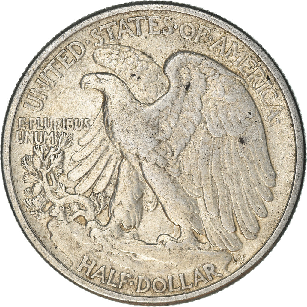 Coin, United States, Walking Liberty Half Dollar, Half Dollar, 1942, U.S. Mint