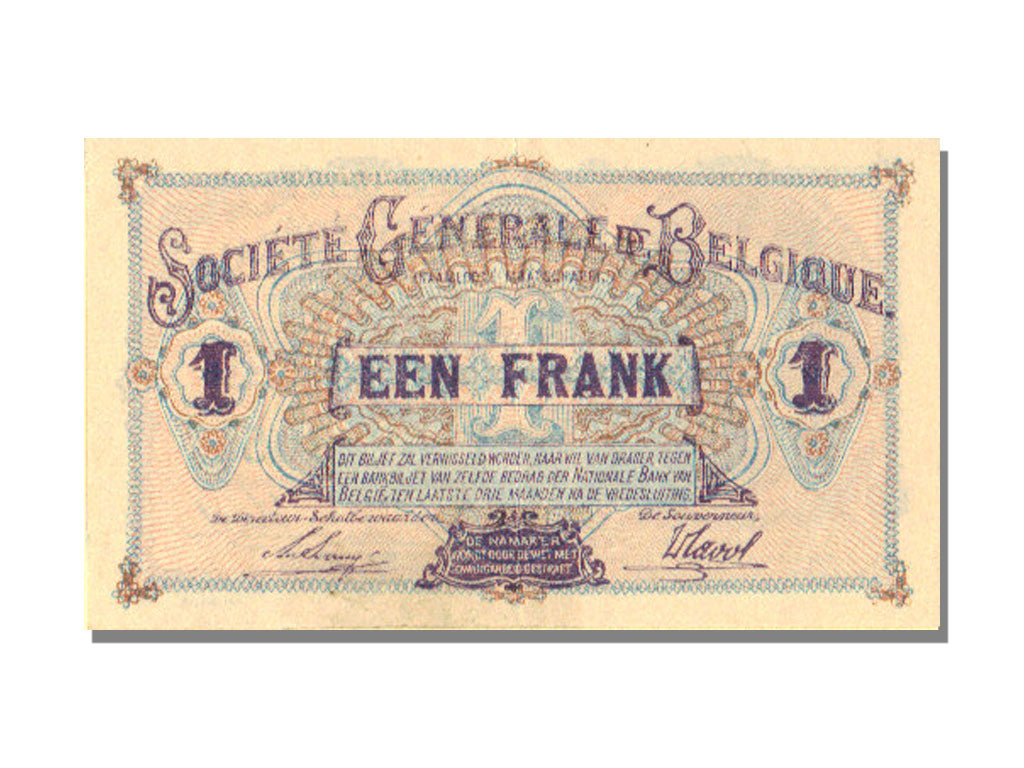 Belgium, 1 Franc, 1918, KM #86b, 1918-10-26, UNC(63), Y 621705