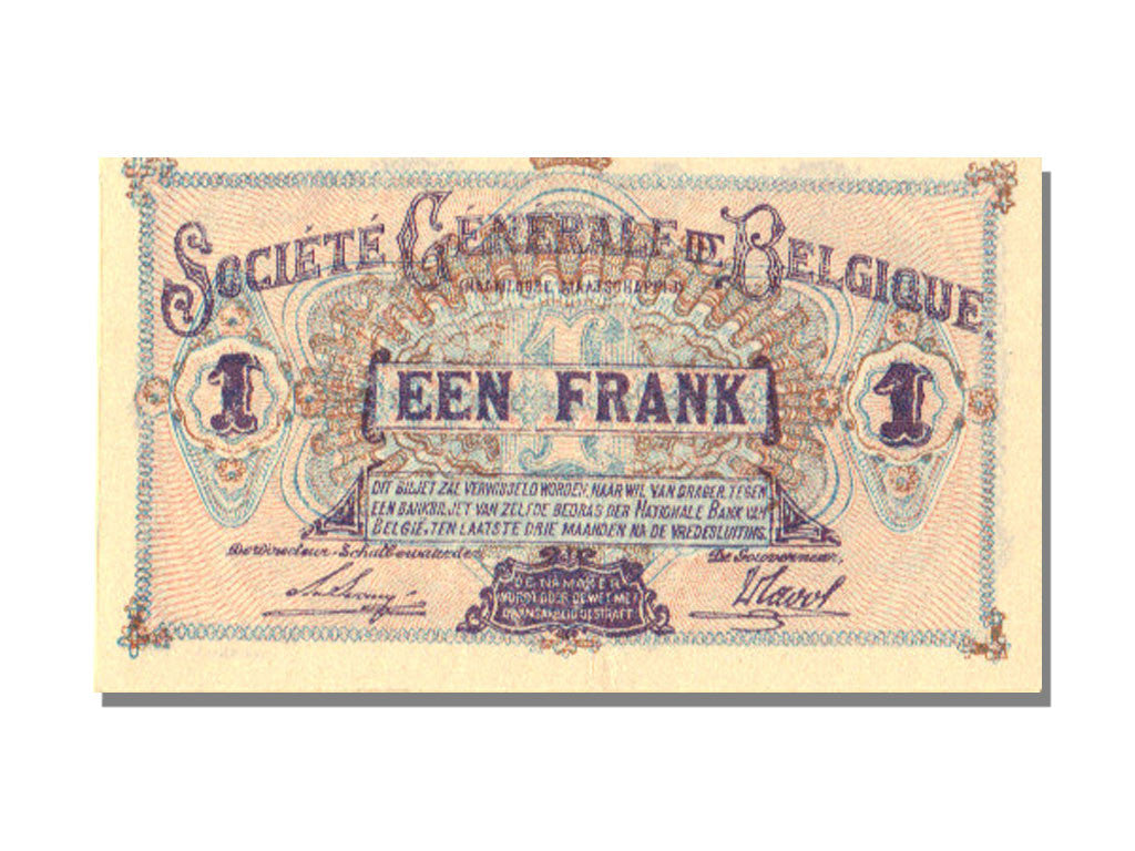 Banknote, Belgium, 1 Franc, 1918, 1918-10-29, UNC(65-70)
