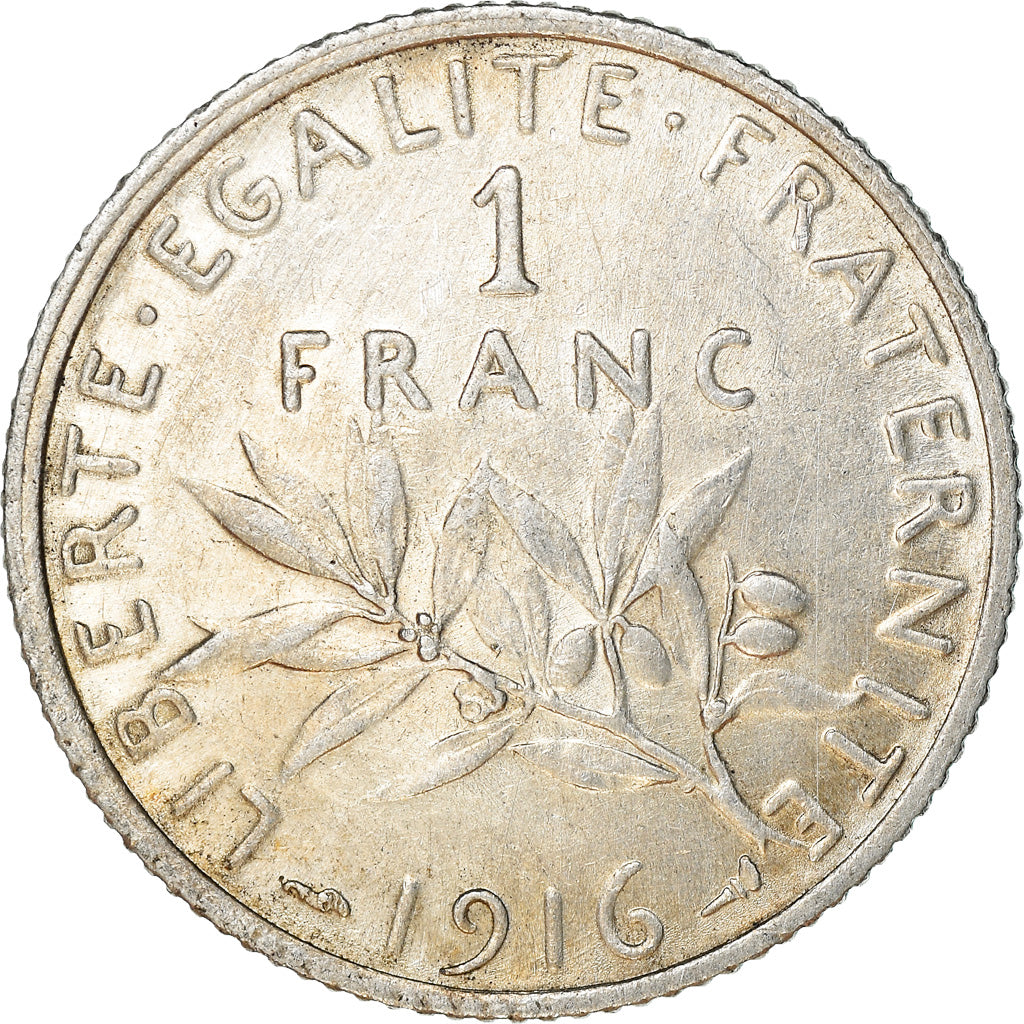 Coin, France, Semeuse, Franc, 1916, Paris, EF(40-45), Silver, KM:844.1