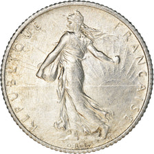 Moneta, Francja, Semeuse, Franc, 1919, Paris, EF(40-45), Srebro, KM:844.1