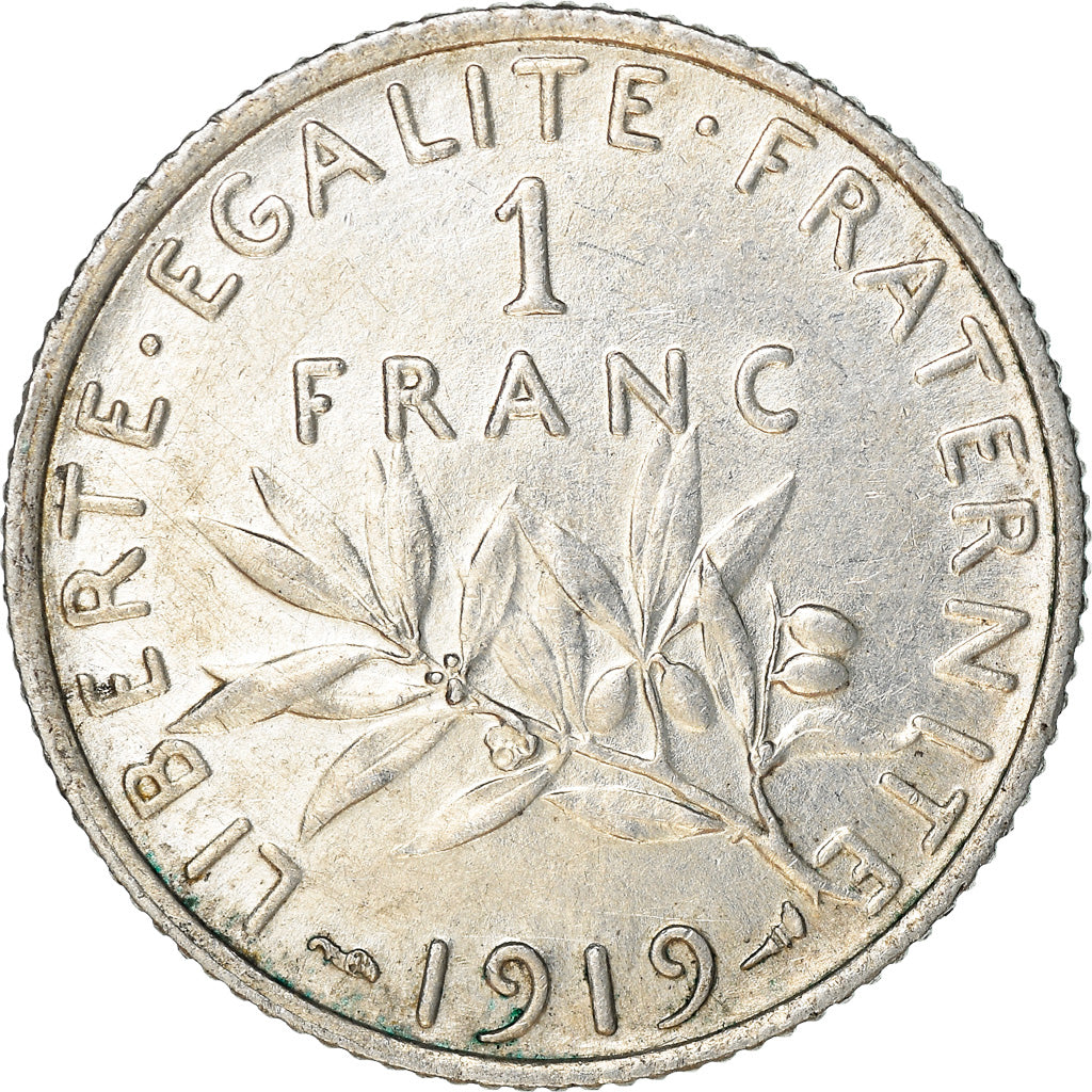 Coin, France, Semeuse, Franc, 1919, Paris, EF(40-45), Silver, KM:844.1