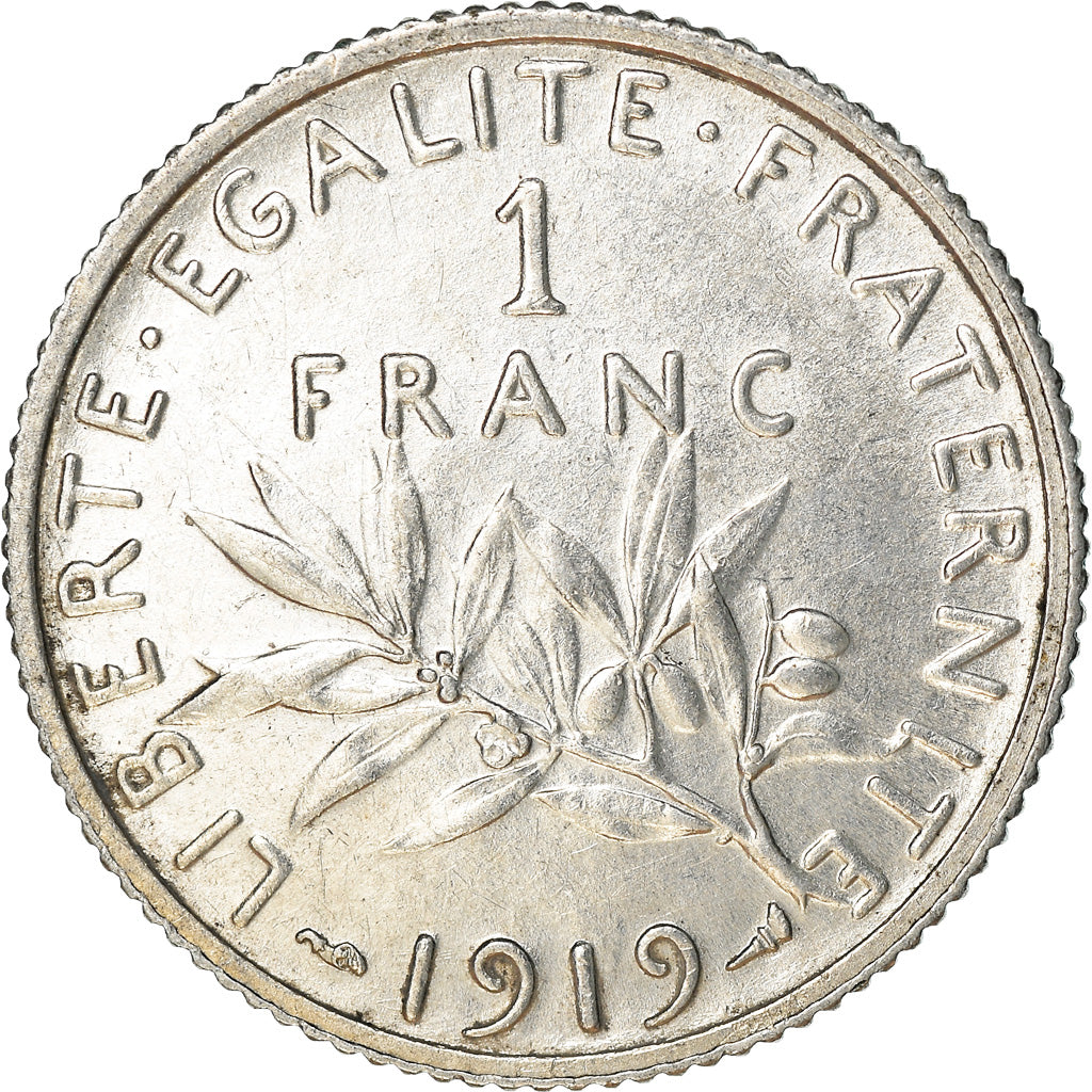 Coin, France, Semeuse, Franc, 1919, Paris, EF(40-45), Silver, KM:844.1