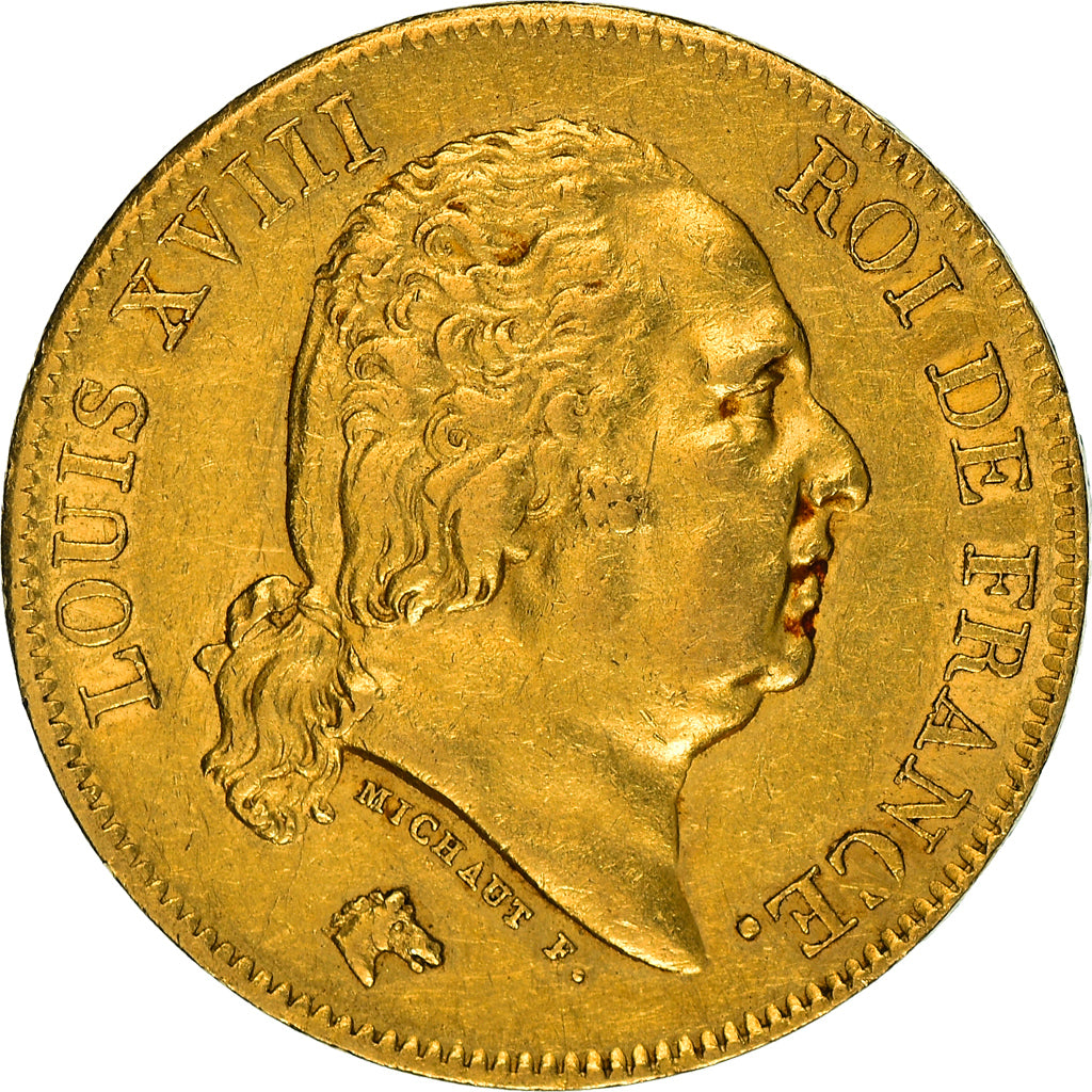 Moneta, Francja, Louis XVIII, Louis XVIII, 40 Francs, 1818, Lille, AU(50-53)