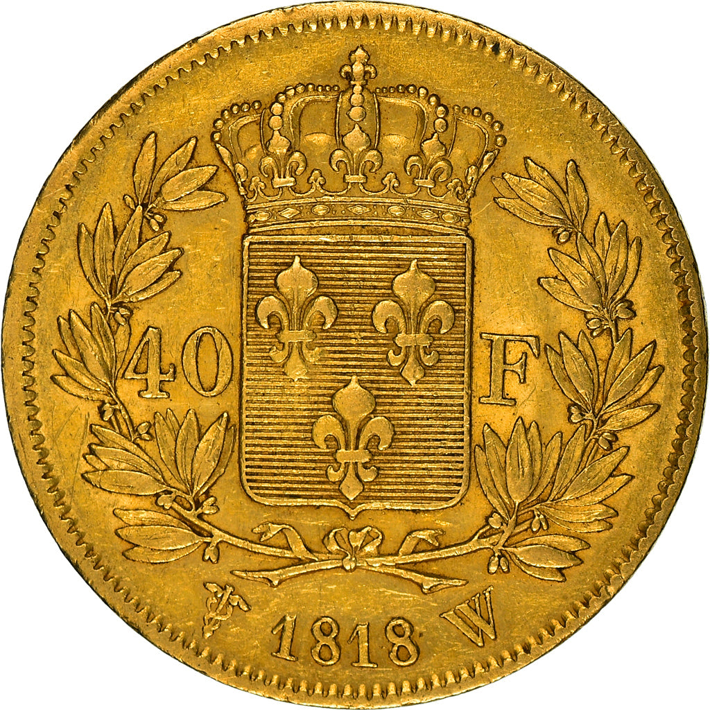 Moneta, Francja, Louis XVIII, Louis XVIII, 40 Francs, 1818, Lille, AU(50-53)