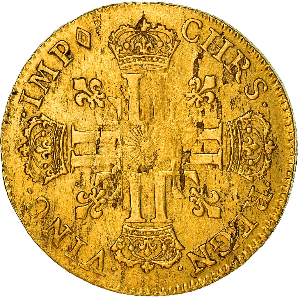 Moeda, França, Double louis d'or au soleil, Double Louis d'or, 1710, Reims