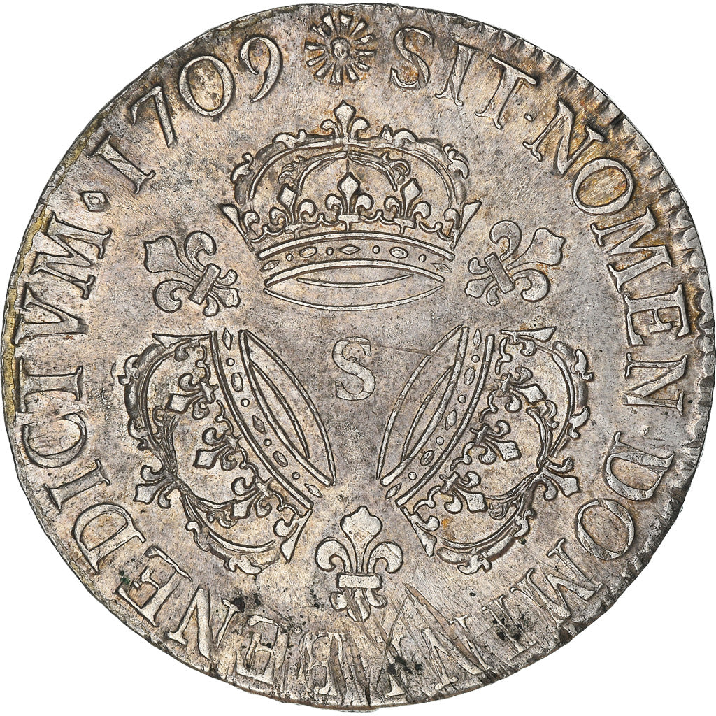 Coin, France, Louis XIV, Écu aux 3 couronnes, Ecu, 1709, Reims, EF(40-45)