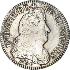 Munten, Frankrijk, Louis XIV, 1/2 Écu aux 8 L, 1/2 Ecu, 1690, Reims, FR+