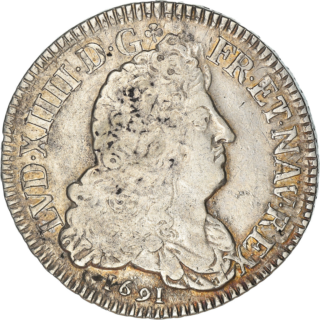 Monnaie, France, Louis XIV, 1/2 Écu aux 8 L, 1/2 Ecu, 1691, Reims, TTB