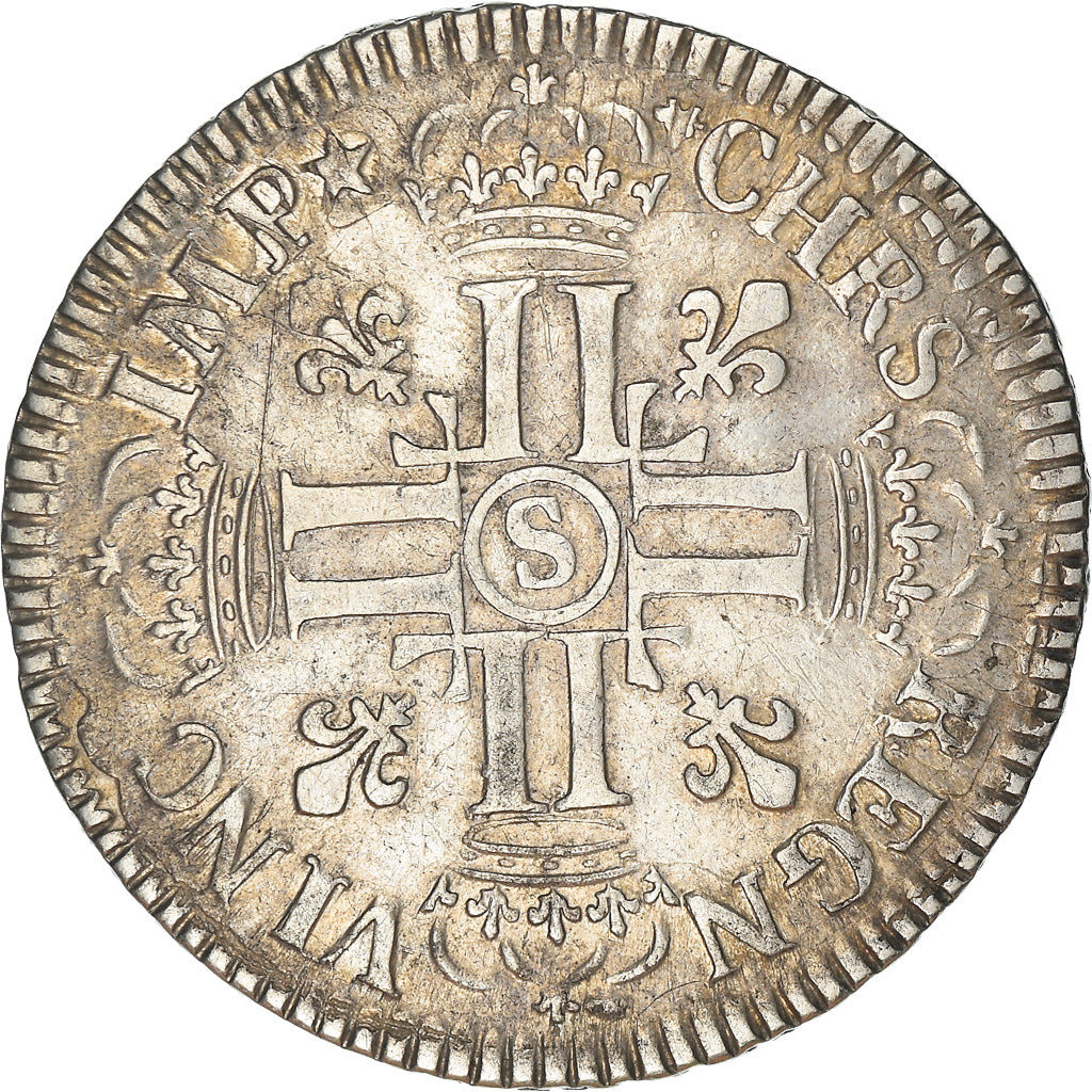 Monnaie, France, Louis XIV, 1/2 Écu aux 8 L, 1/2 Ecu, 1691, Reims, TTB