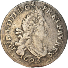 Moeda, França, Louis XIV, 4 Sols aux 2 L, 4 Sols 2 Deniers, 1693, Reims