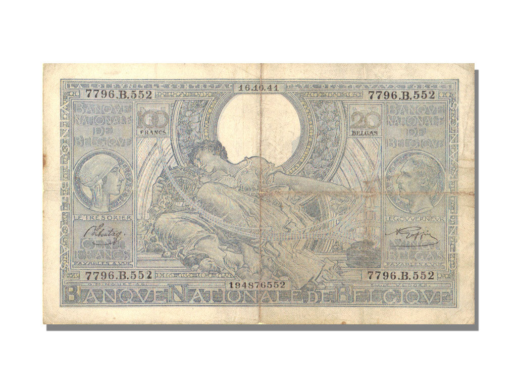 Belgium, 100 Francs, 1941, 1941-10-16, VF(20-25), 7796 B 552