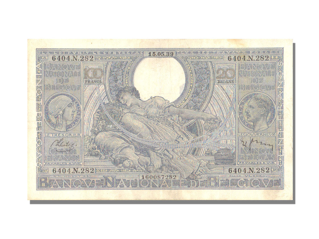 Belgium, 100 Francs, 1939, 1939-05-15, AU(55-58), 6404 N 282