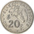 Moneda, Nueva Caledonia, 20 Francs, 1972, Paris, EBC, Níquel, KM:12