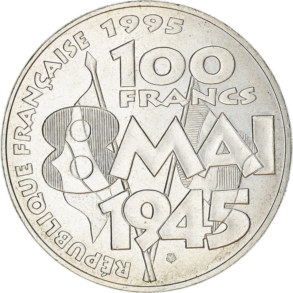 Coin, France, 8 mai 1945, 100 Francs, 1995, Paris, MS(63), Silver, KM:1116.1