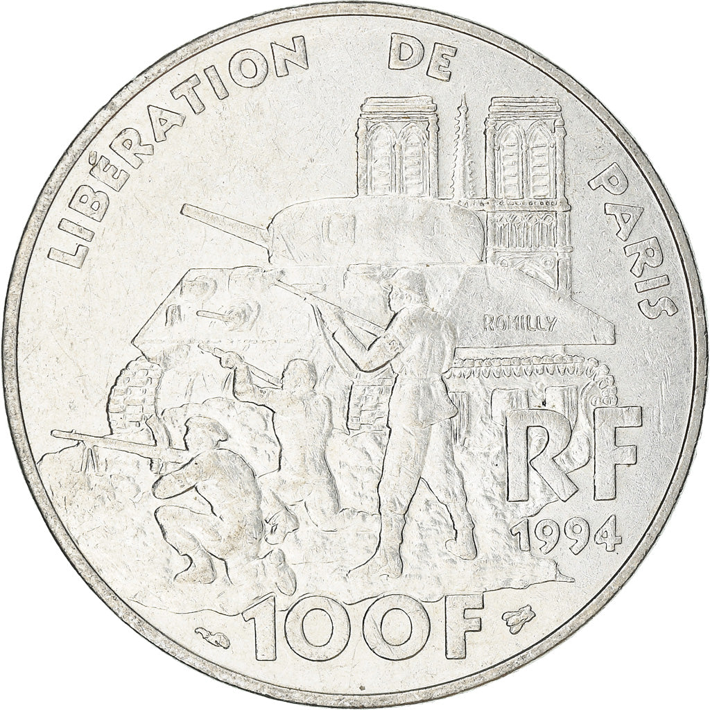 Coin, France, Libération de Paris, 100 Francs, 1994, AU(50-53), Silver