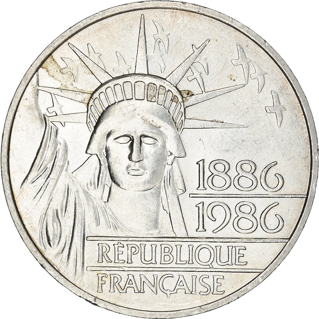 Coin, France, Statue de la Liberté, 100 Francs, 1986, Paris, MS(63), Silver