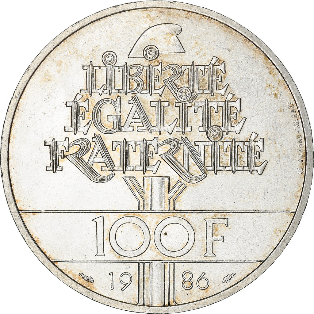 Coin, France, Statue de la Liberté, 100 Francs, 1986, Paris, MS(63), Silver