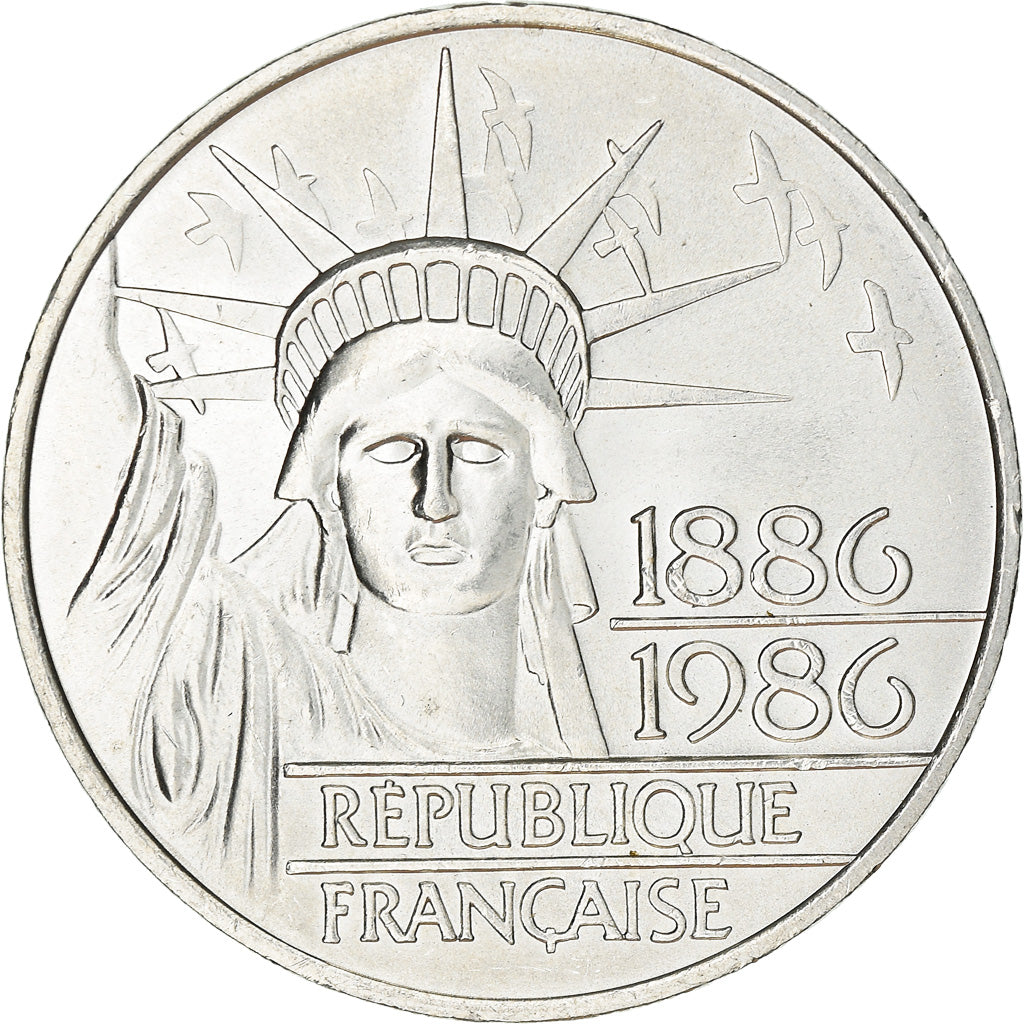 Coin, France, Statue de la Liberté, 100 Francs, 1986, Paris, MS(63), Silver