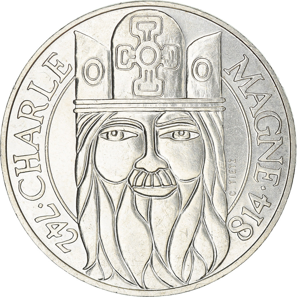 Coin, France, Charlemagne, 100 Francs, 1990, AU(55-58), Silver, KM:982