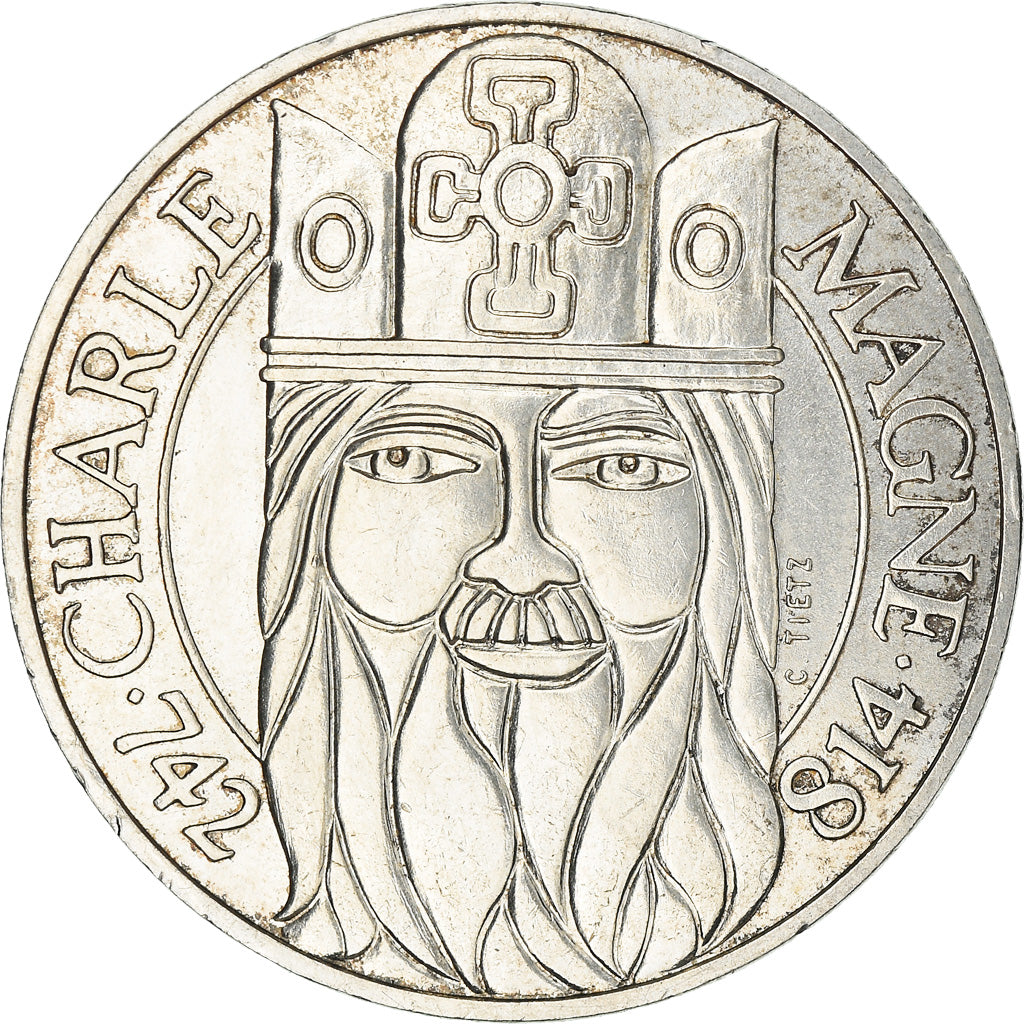 Coin, France, Charlemagne, 100 Francs, 1990, AU(55-58), Silver, KM:982