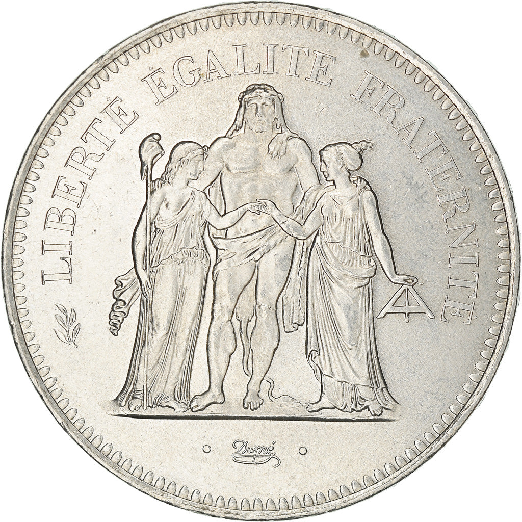 Coin, France, Hercule, 50 Francs, 1976, Paris, MS(60-62), Silver, KM:941.1