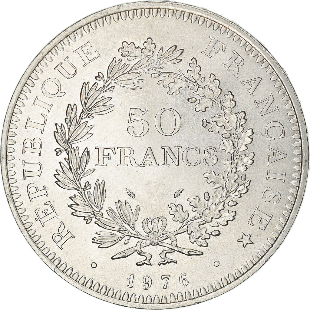 Coin, France, Hercule, 50 Francs, 1976, Paris, MS(60-62), Silver, KM:941.1