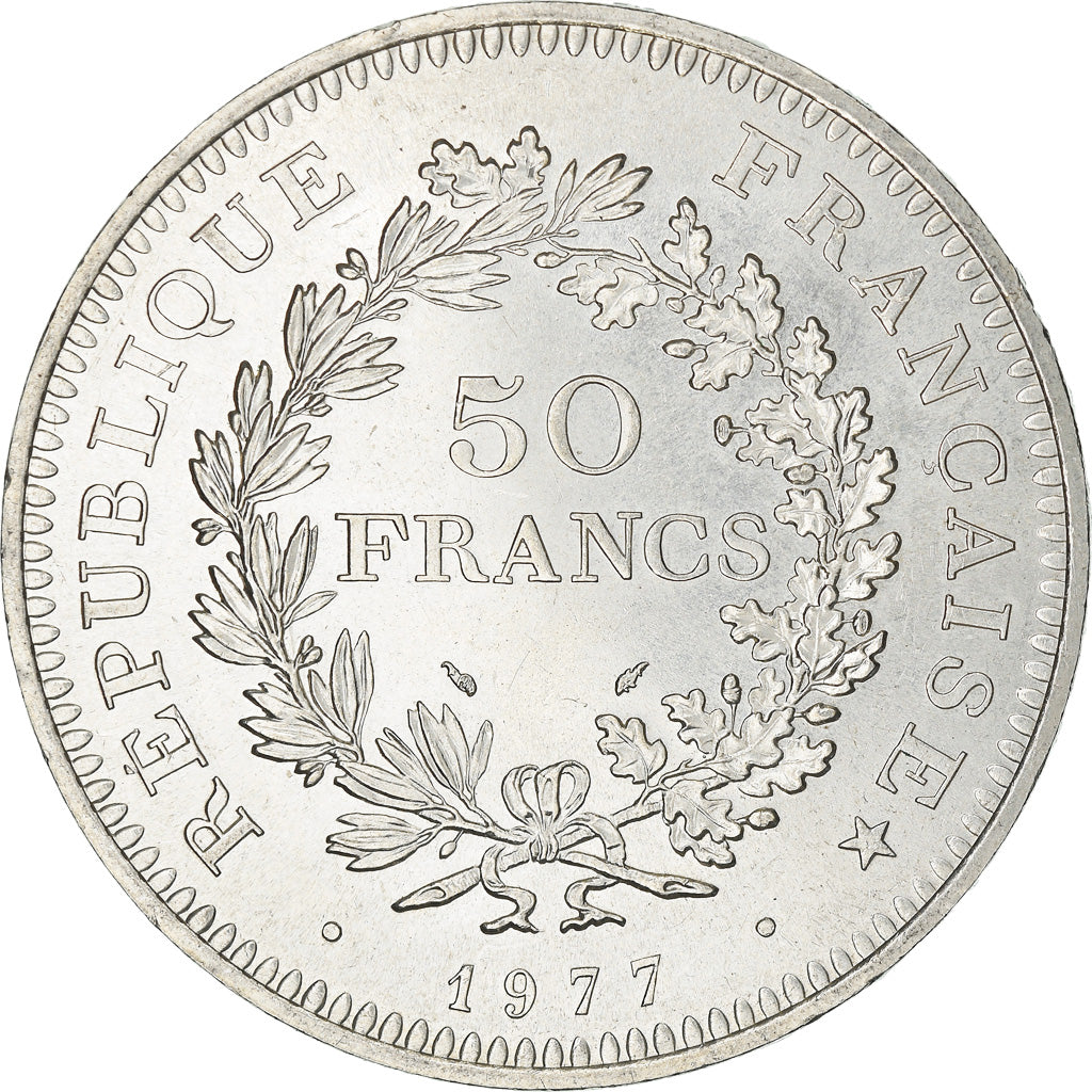 Coin, France, Hercule, 50 Francs, 1977, Paris, MS(60-62), Silver, KM:941.1