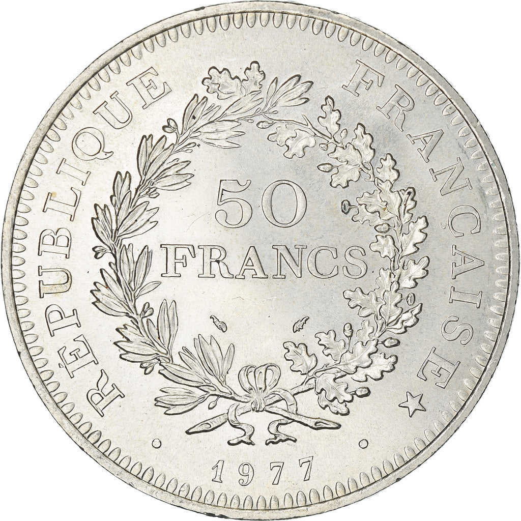 Coin, France, Hercule, 50 Francs, 1977, Paris, MS(60-62), Silver, KM:941.1