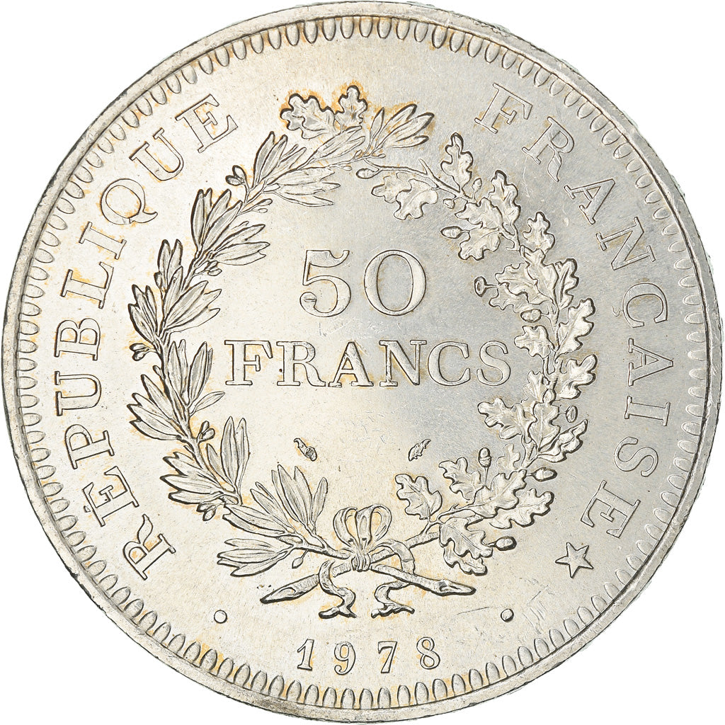Coin, France, Hercule, 50 Francs, 1978, Paris, MS(60-62), Silver, KM:941.1