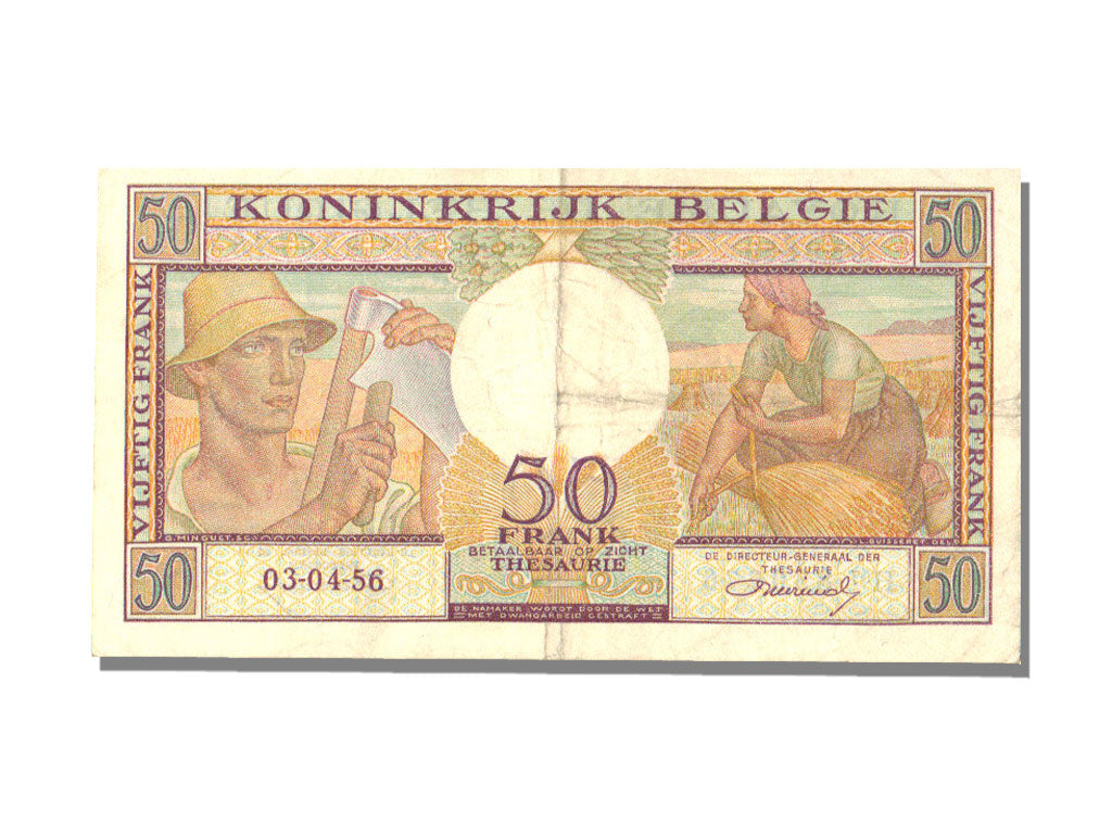 Belgium, 50 Francs, 1956, 1956-04-03, AU(55-58)