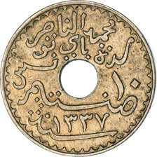 Monnaie, Tunisie, Muhammad al-Nasir Bey, 10 Centimes, 1918, Paris, TTB+