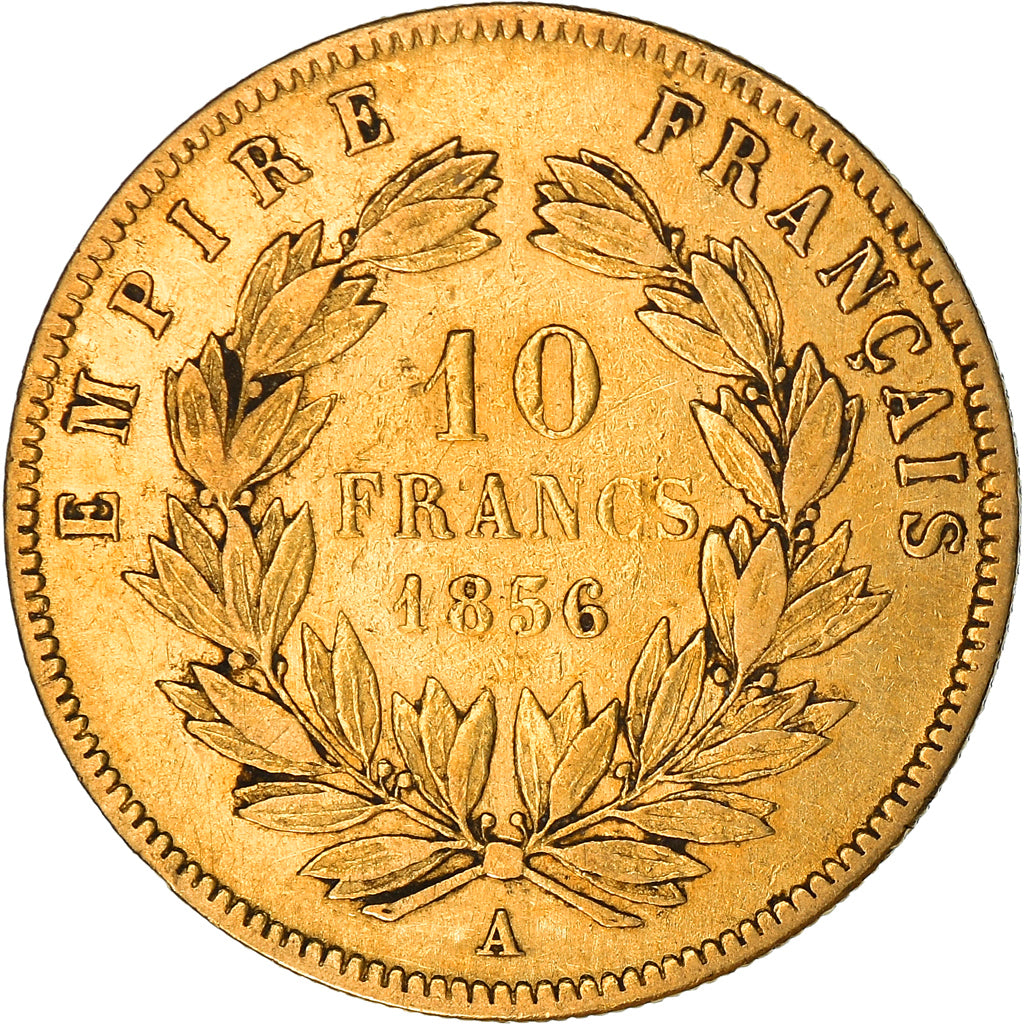 Coin, France, Napoleon III, 10 Francs, 1856, Paris, VF(20-25), Gold, KM:784.3