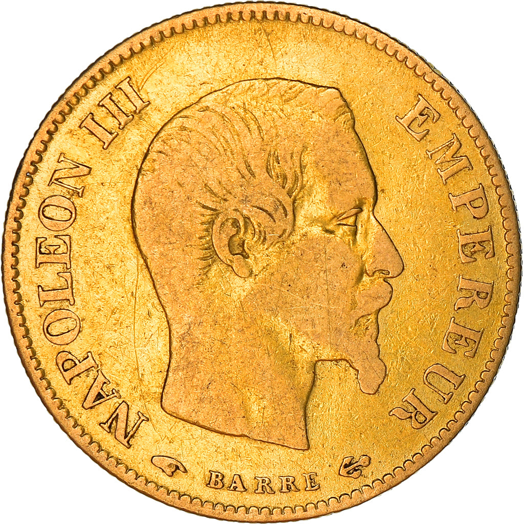 Moneta, Francja, Napoleon III, 10 Francs, 1860, Paris, VF(20-25), Złoto