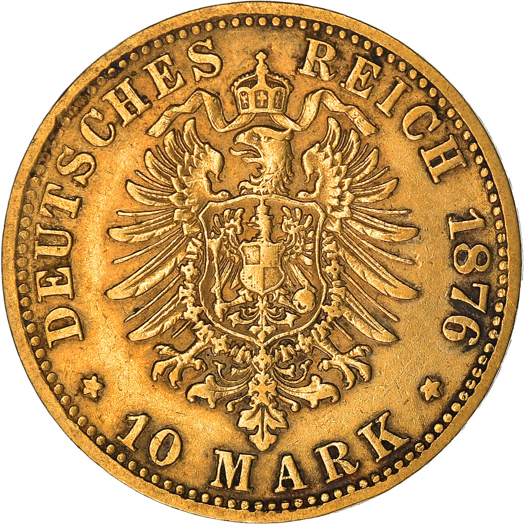 Moneta, Stati tedeschi, BAVARIA, Ludwig II, 10 Mark, 1876, Munich, MB+, Oro