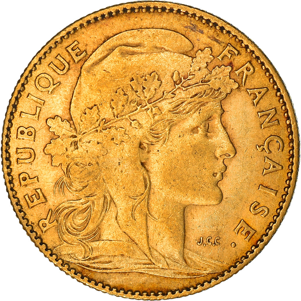 Munten, Frankrijk, Marianne, 10 Francs, 1899, Paris, Coq, ZF, Goud, KM:846