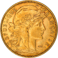 Munten, Frankrijk, Marianne, 10 Francs, 1899, Paris, Coq, ZF, Goud, KM:846