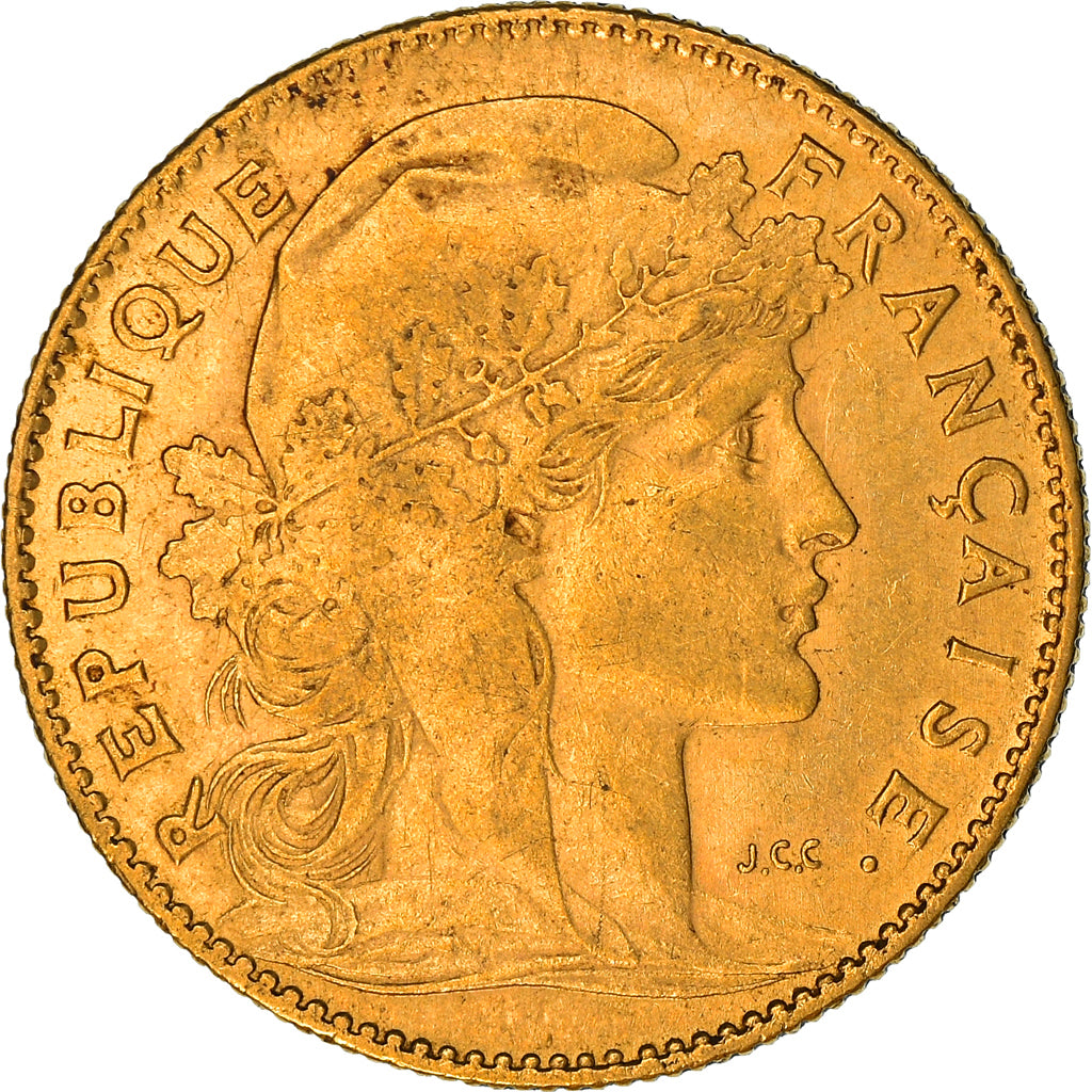 Coin, France, Marianne, 10 Francs, 1908, Paris, Coq, EF(40-45), Gold, KM:846