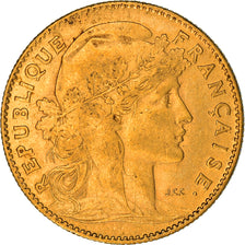 Coin, France, Marianne, 10 Francs, 1908, Paris, Coq, EF(40-45), Gold, KM:846